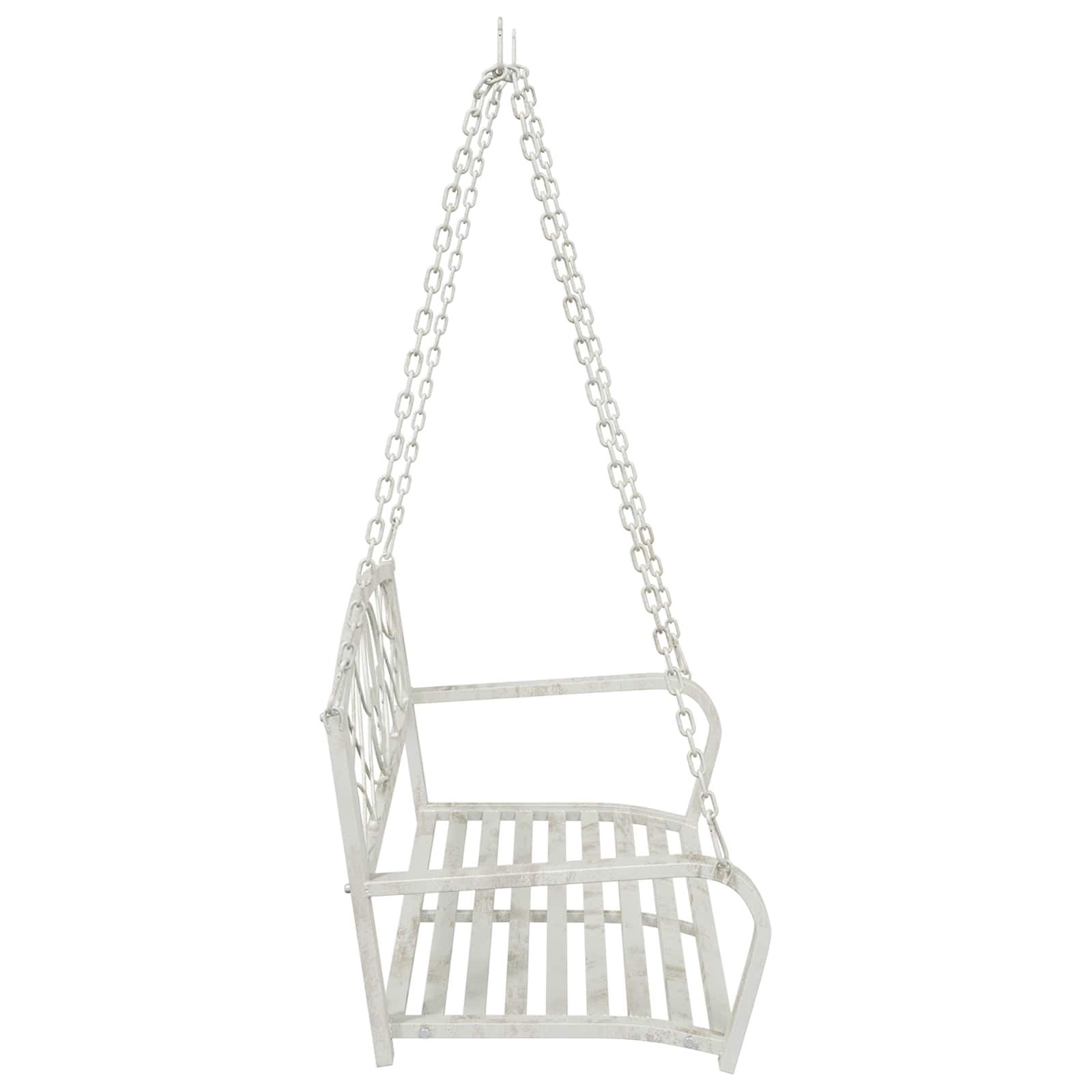 Schommelbank Staal 110,5 x 59 x 55 cm Antiek wit – afbeelding 4