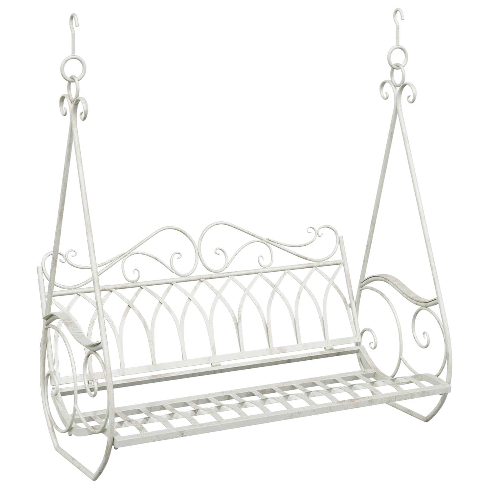 Schommelbank Staal 112 x 60 x 126,5 cm Antiek wit – afbeelding 2