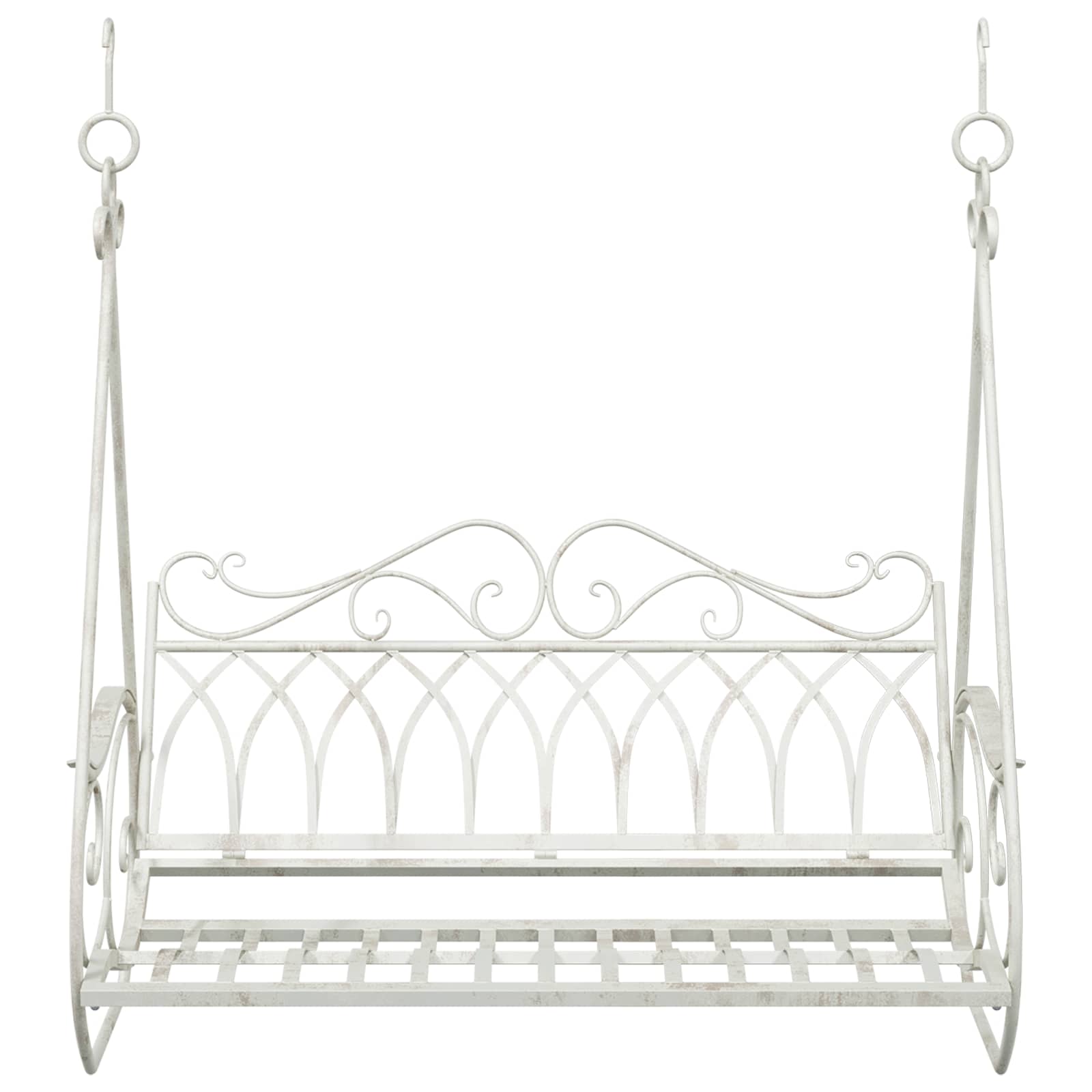 Schommelbank Staal 112 x 60 x 126,5 cm Antiek wit – afbeelding 3