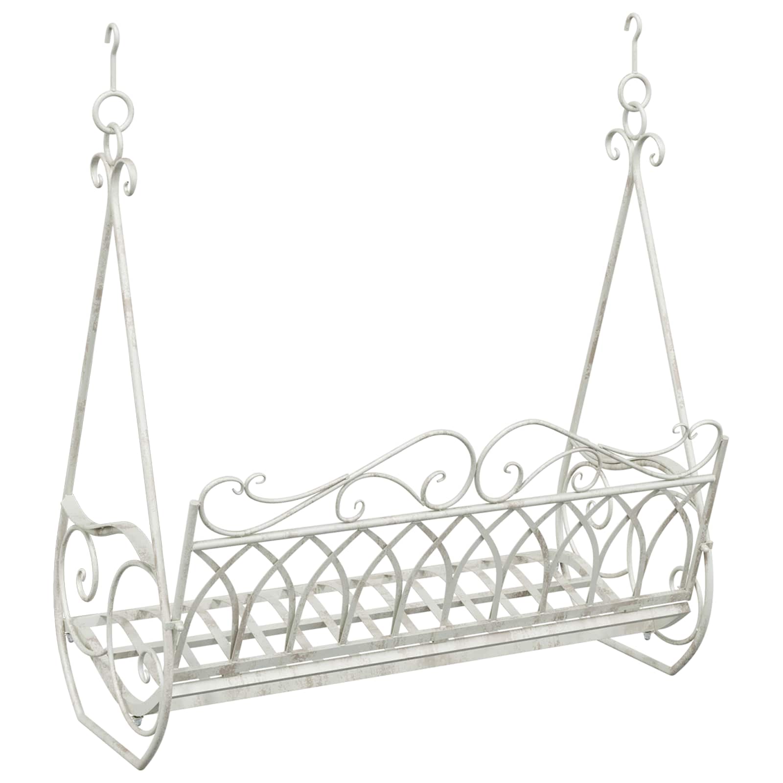 Schommelbank Staal 112 x 60 x 126,5 cm Antiek wit – afbeelding 5