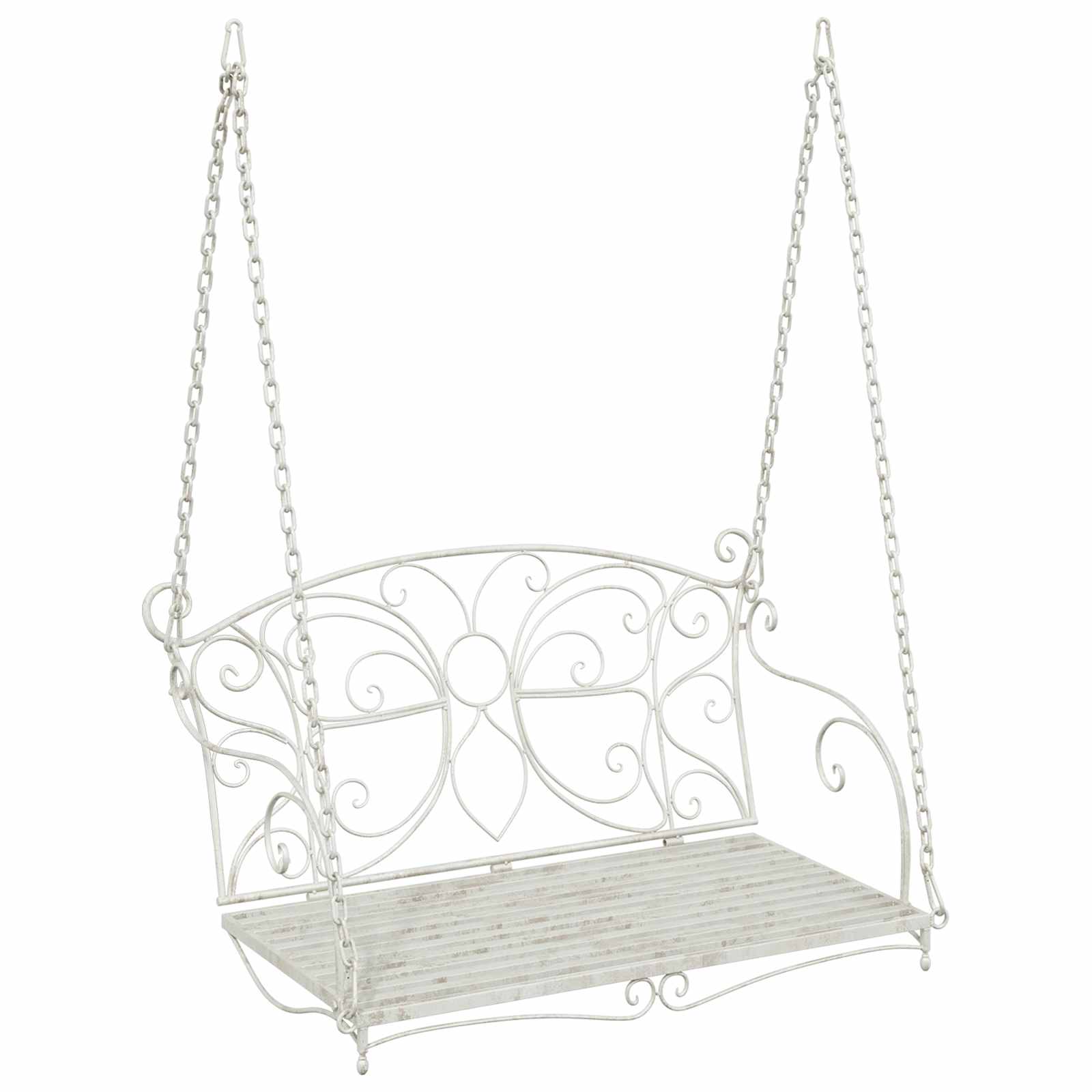 Schommelbank Staal 105,5 x 61 x 56 cm Antiek wit – afbeelding 2