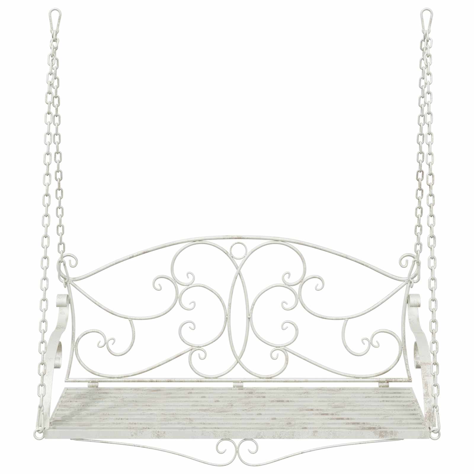 Schommelbank Staal 110 x 52,5 x 47 cm Antiek wit – afbeelding 3