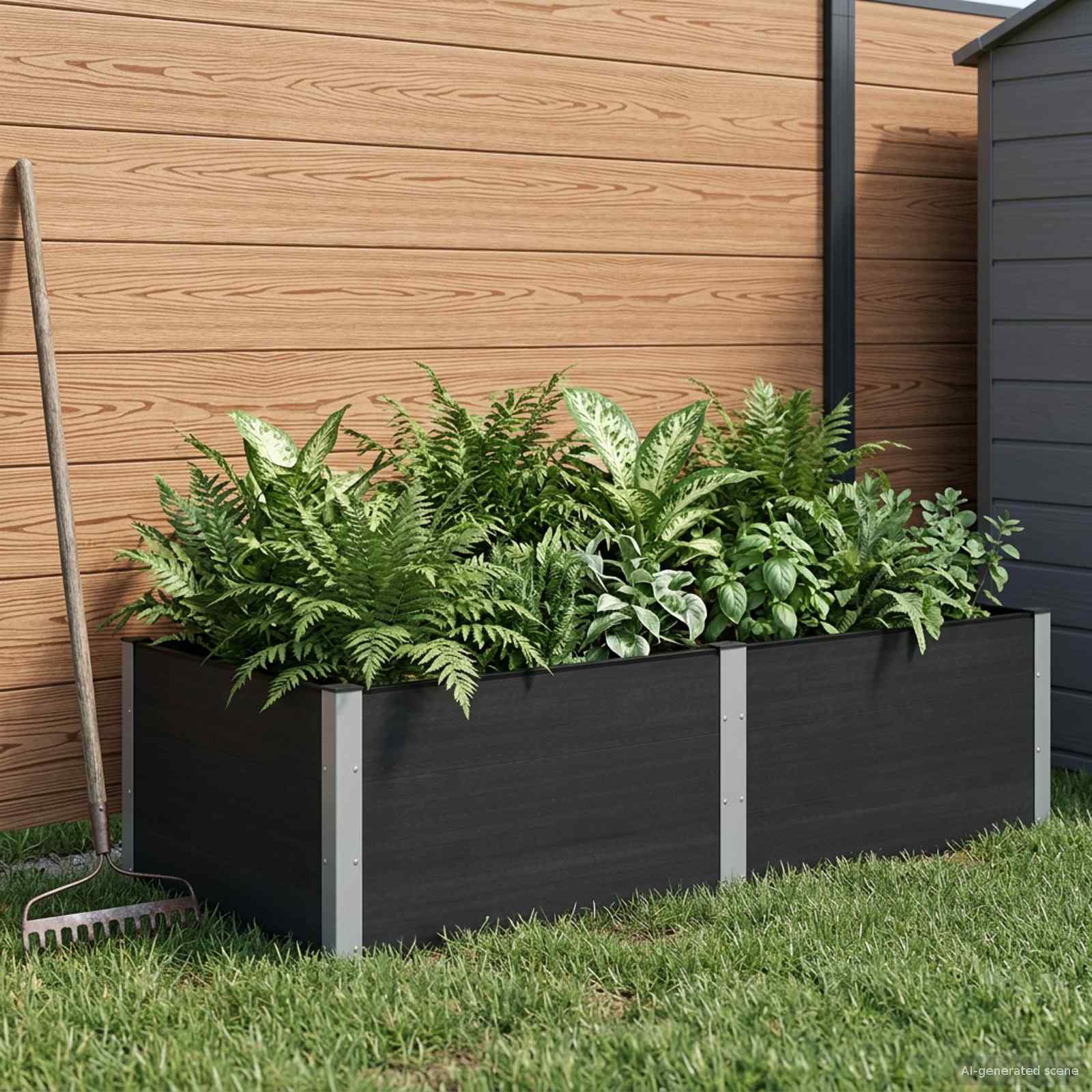 Verhoogde plantenbak Zwart 200 x 100 x 54 cm