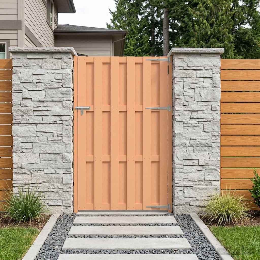 Tuinpoort 100 x 180 cm WPC en Aluminium Bruin – afbeelding 1