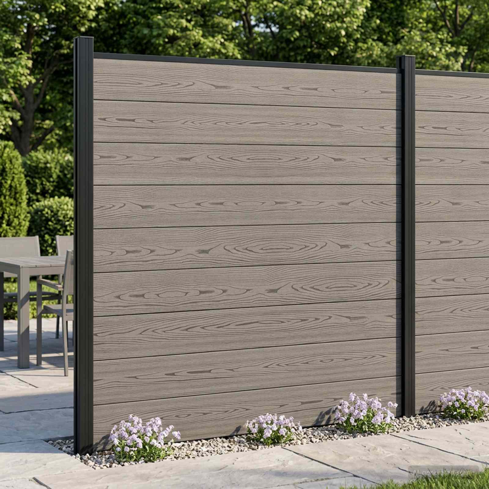 Hekpaneel WPC en Aluminium Grijs