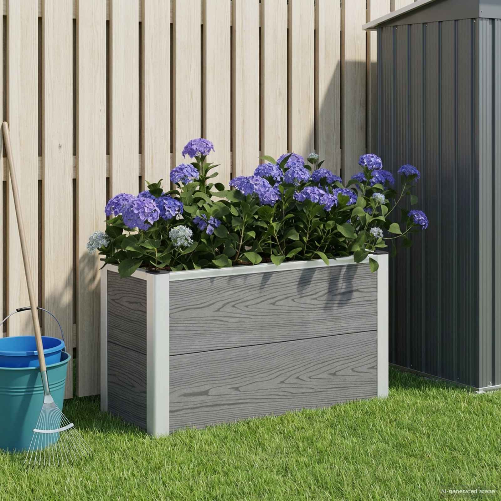 Verhoogde plantenbak Grijs 75 x 30 x 22 cm WPC en Aluminium