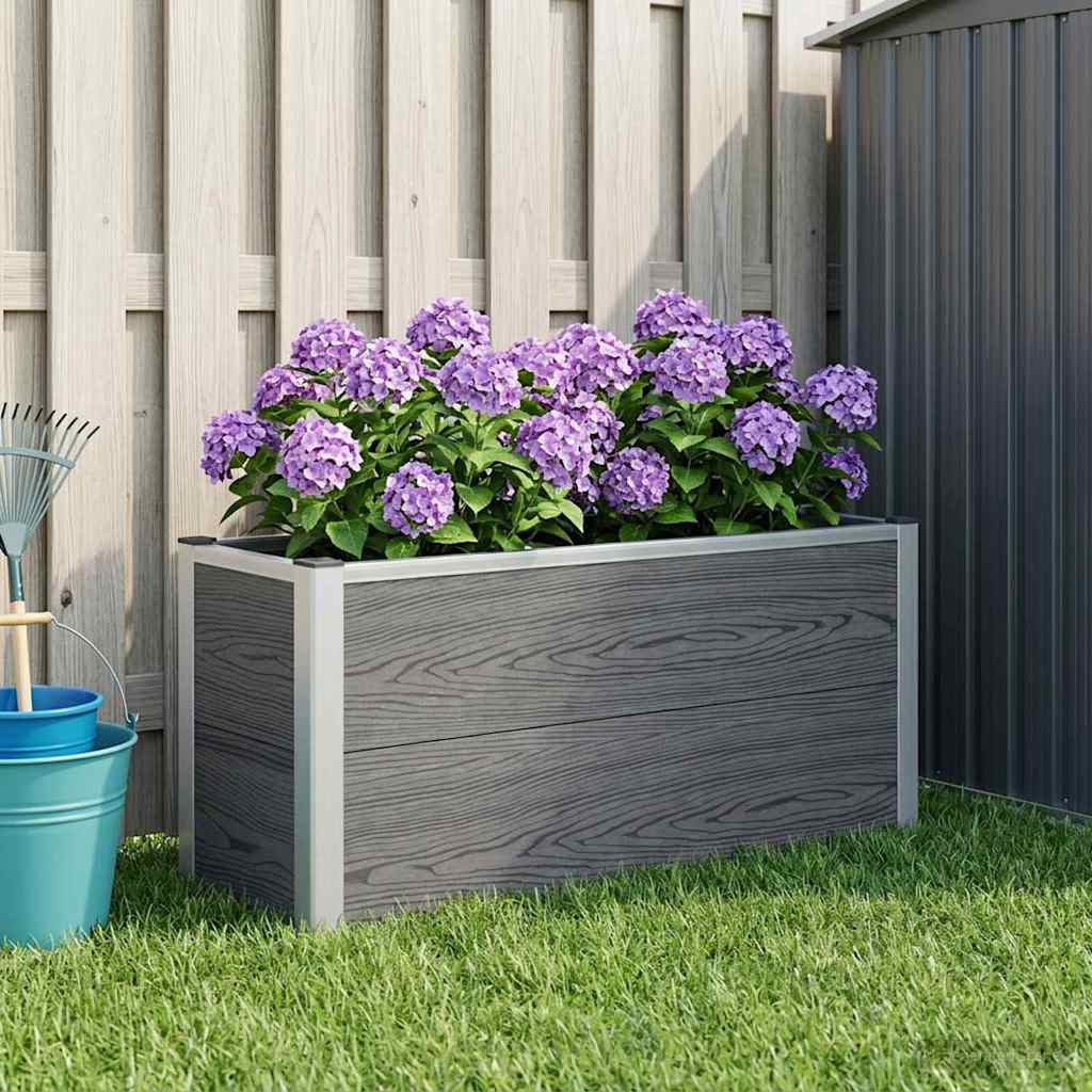Verhoogde plantenbak Grijs 100 x 30 x 22 cm WPC en Aluminium