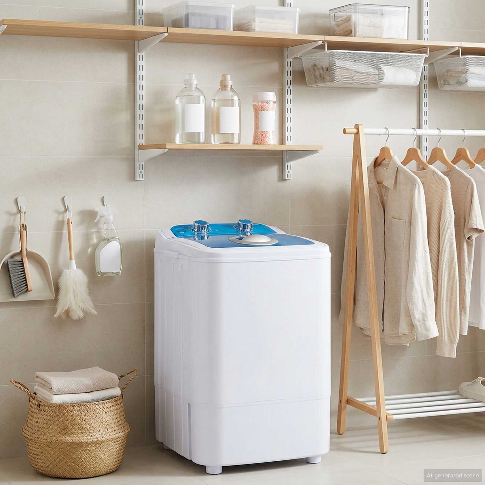 Mini Wasmachine met Enkele Wasbak 4,6 kg Blauw en Wit