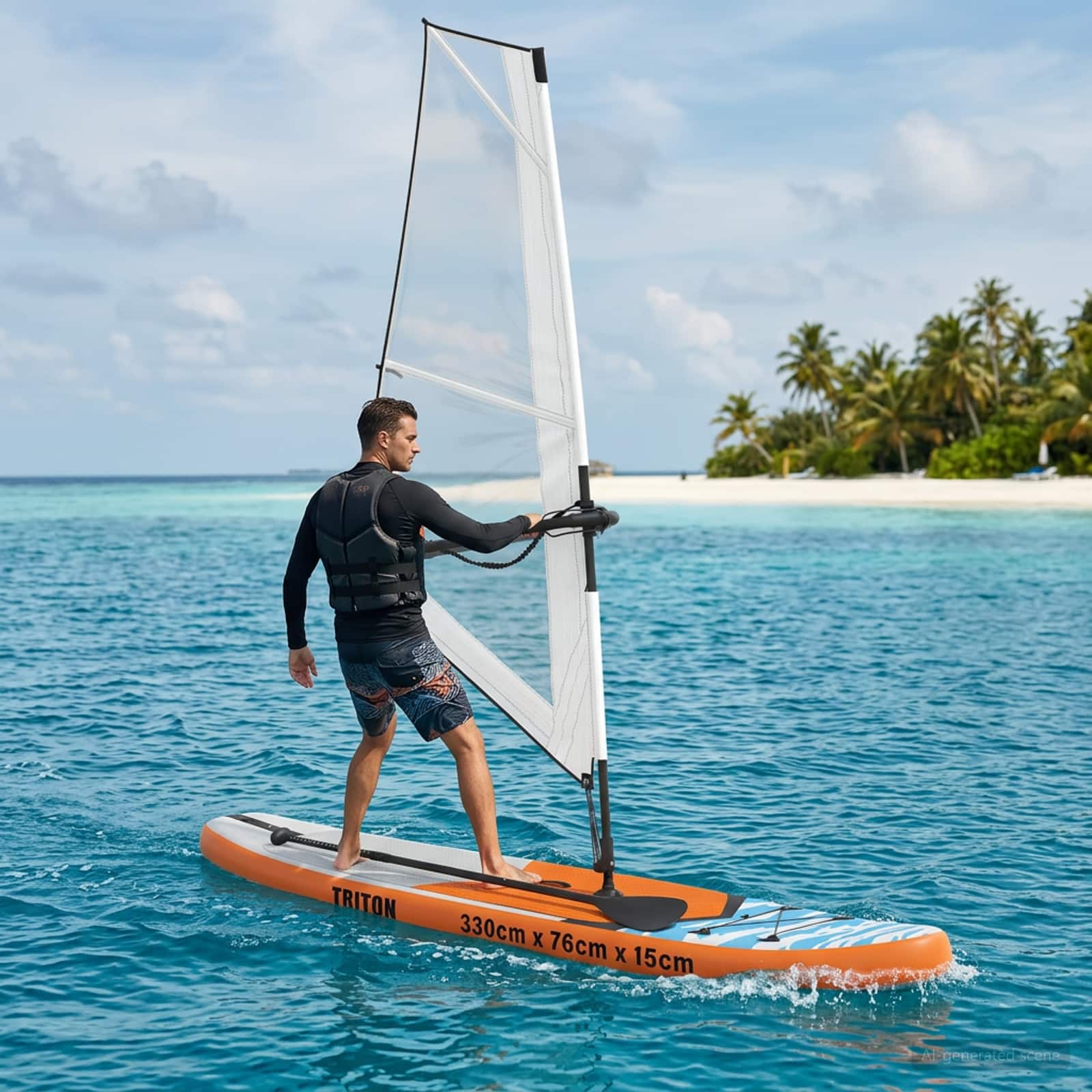 Opblaasbaar SUP Board met Zeil TRITON 330 x 76 x 15 cm Blauw