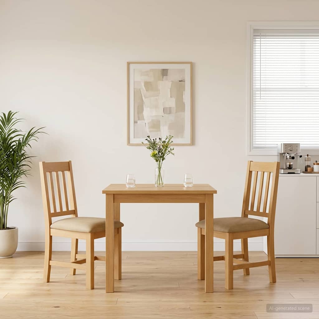 Eetkamerstoel VENLO 2 pcs Massief Eikenhout Beige – afbeelding 1