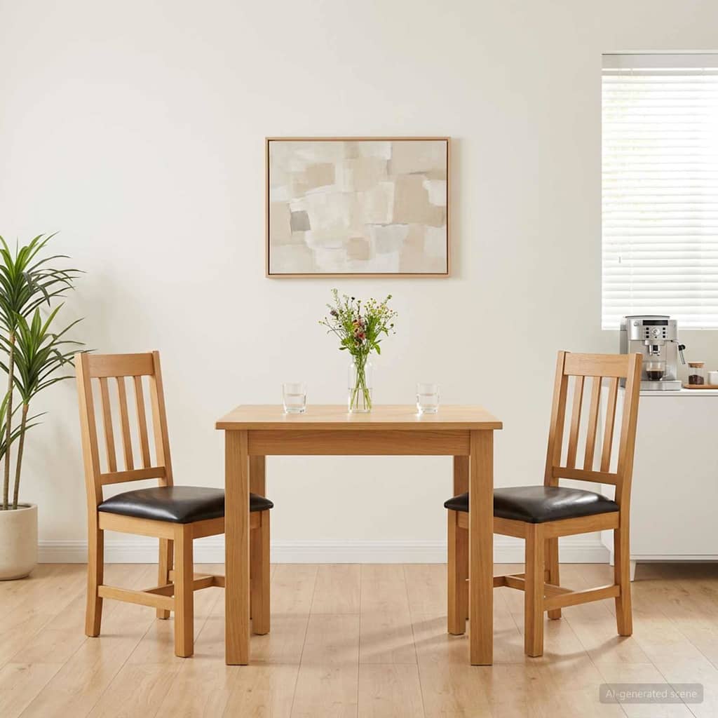 Eetkamerstoel VENLO 2 pcs Massief Eikenhout Zwart