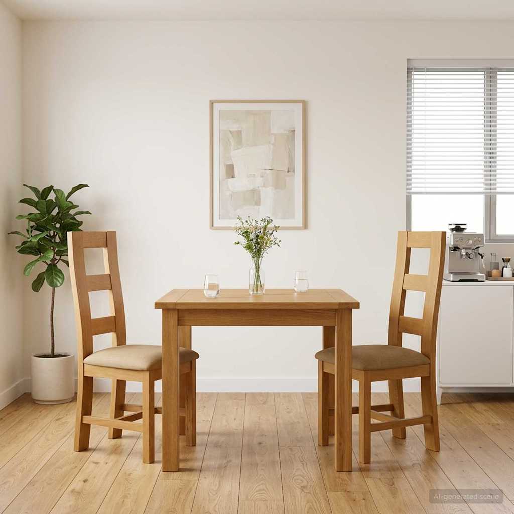 Eetkamerstoel 2 pcs Massief Eikenhout Beige 45 x 51 x 105 cm