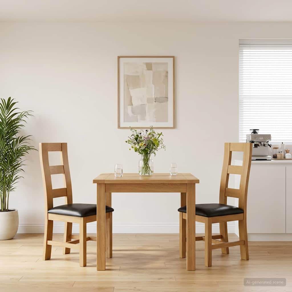 Eetkamerstoel 2 pcs Massief Eikenhout Zwart 45 x 51 x 105 cm