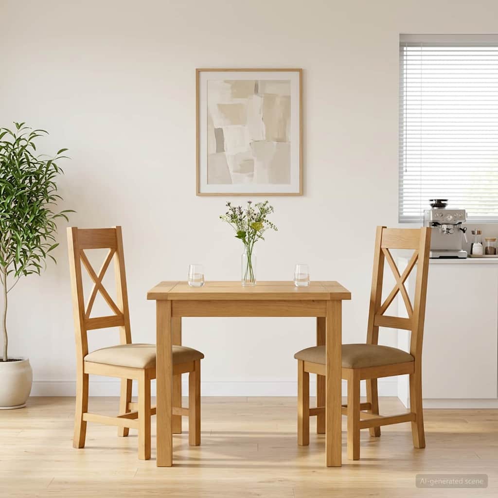 Eetkamerstoel 2 pcs Massief Eikenhout Beige 45 x 54 x 105 cm