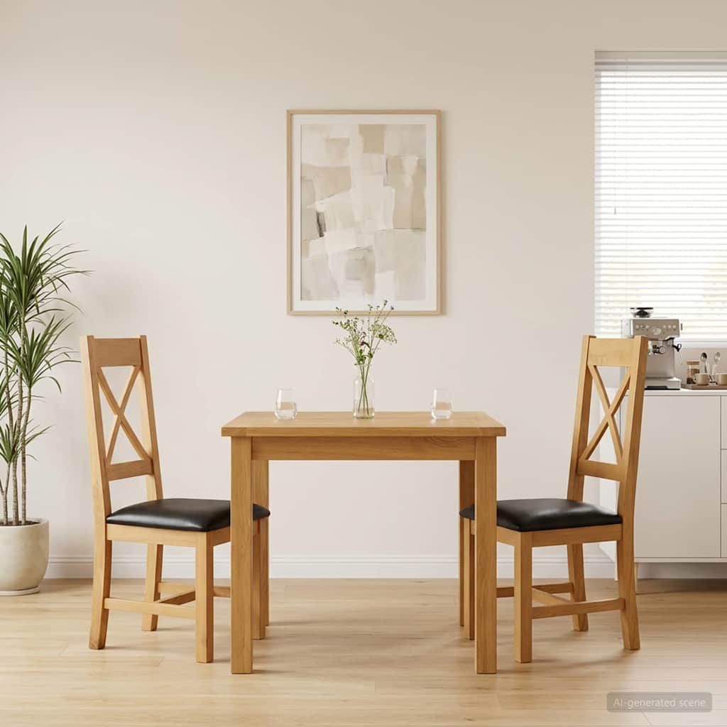 Eetkamerstoel 2 pcs Massief Eikenhout Zwart 45 x 54 x 105 cm
