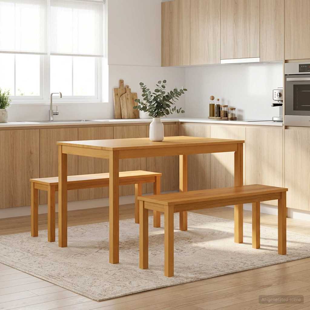 Eetbank 95 x 32 x 45 cm Massief Eikenhout Naturel