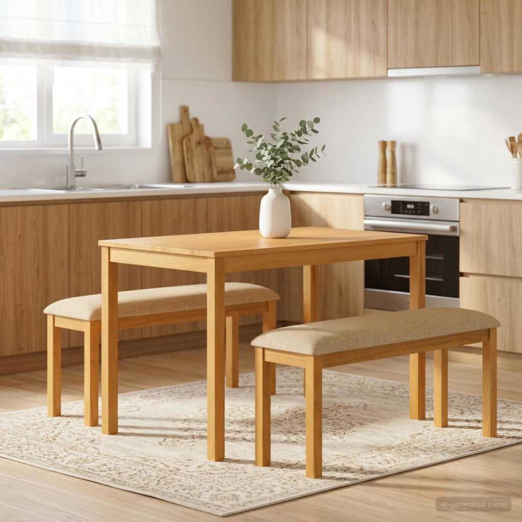 Eetbank 95 x 32 x 45 cm Massief Eikenhout Beige