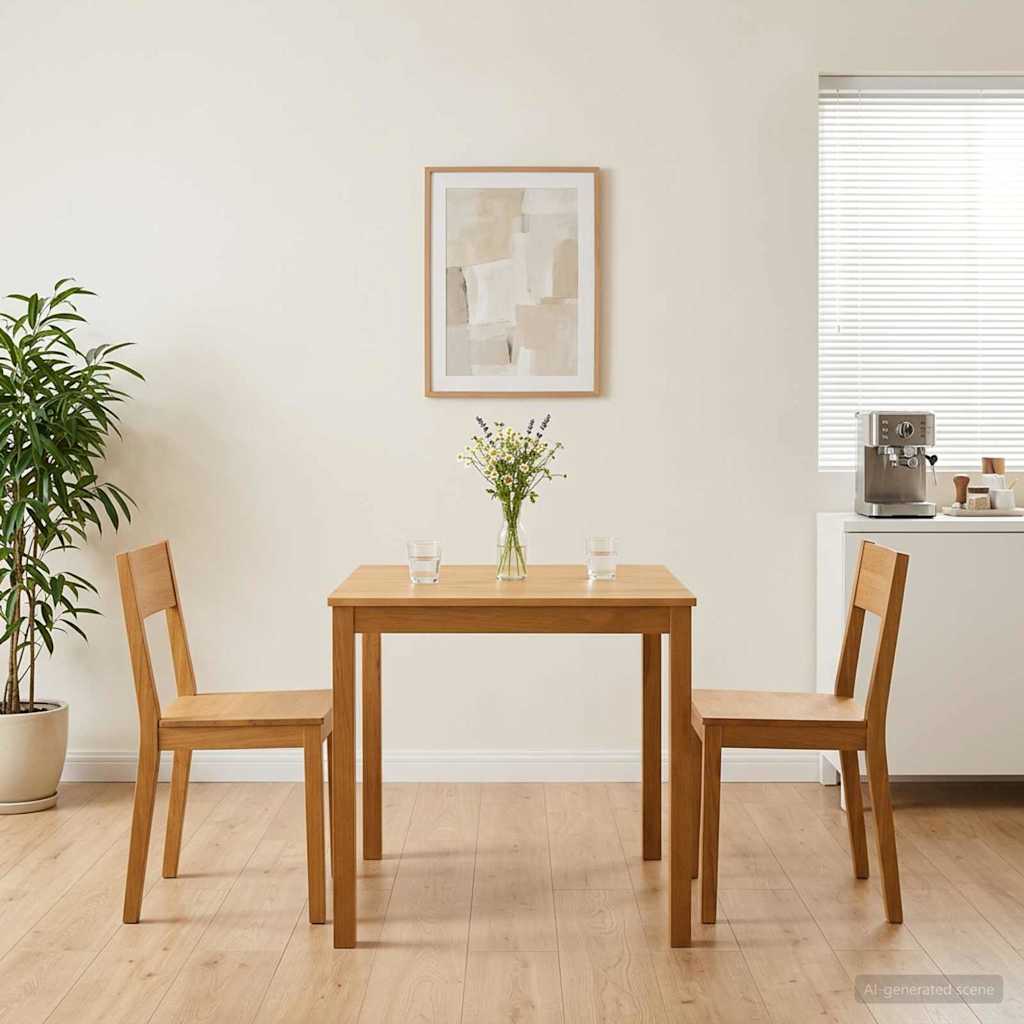 Eettafel 75 x 75 x 75,5 cm Massief Eikenhout Naturel Vierkant