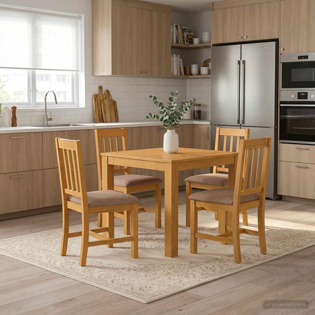 Eettafel 90 x 90 x 75 cm Massief Eikenhout Naturel Vierkant