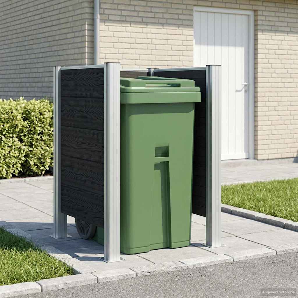 Afvalbak Schutting Grijs 85 x 85 x 115 cm Aluminium en WPC