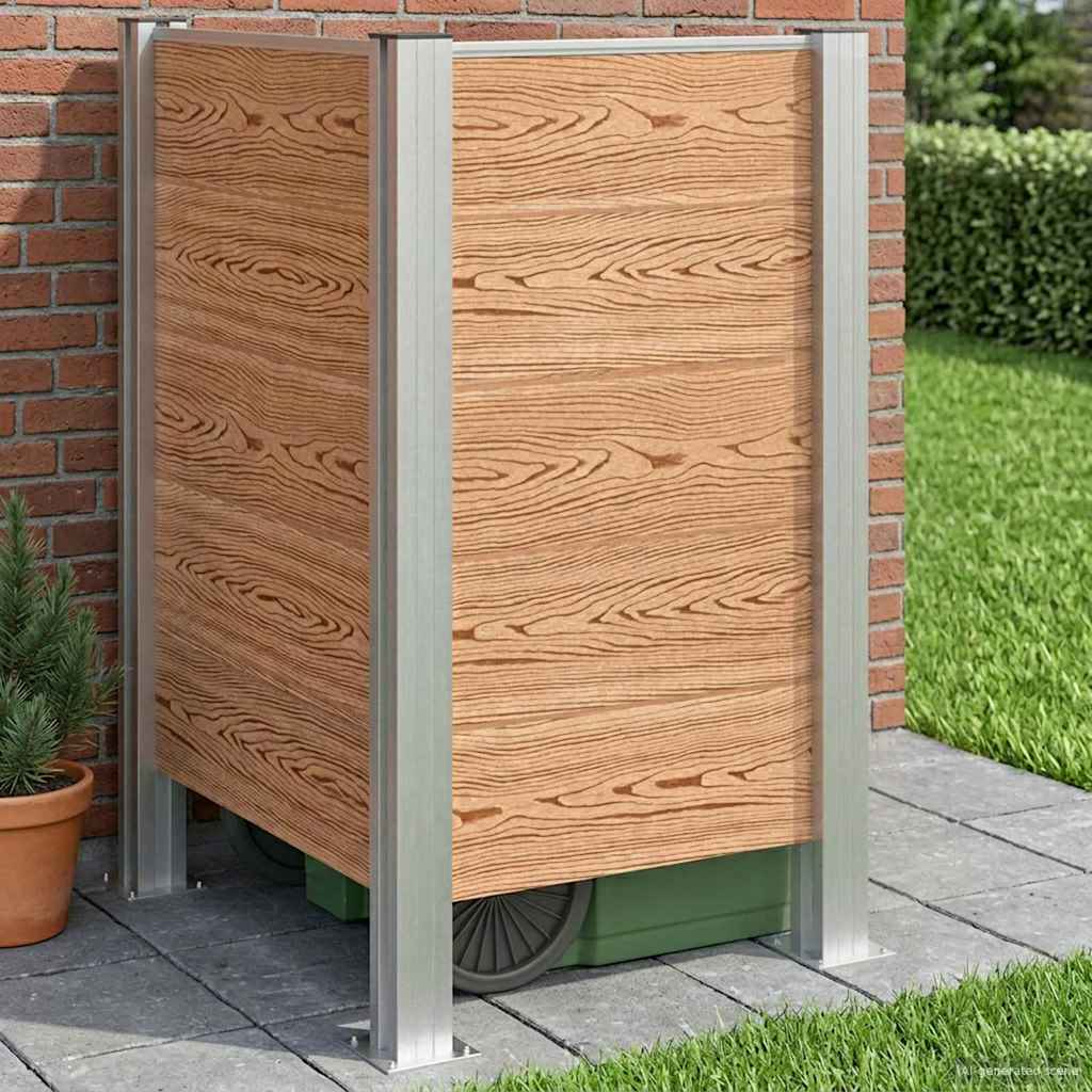Afvalbak Schutting Bruin 85 x 85 x 115 cm Aluminium en WPC