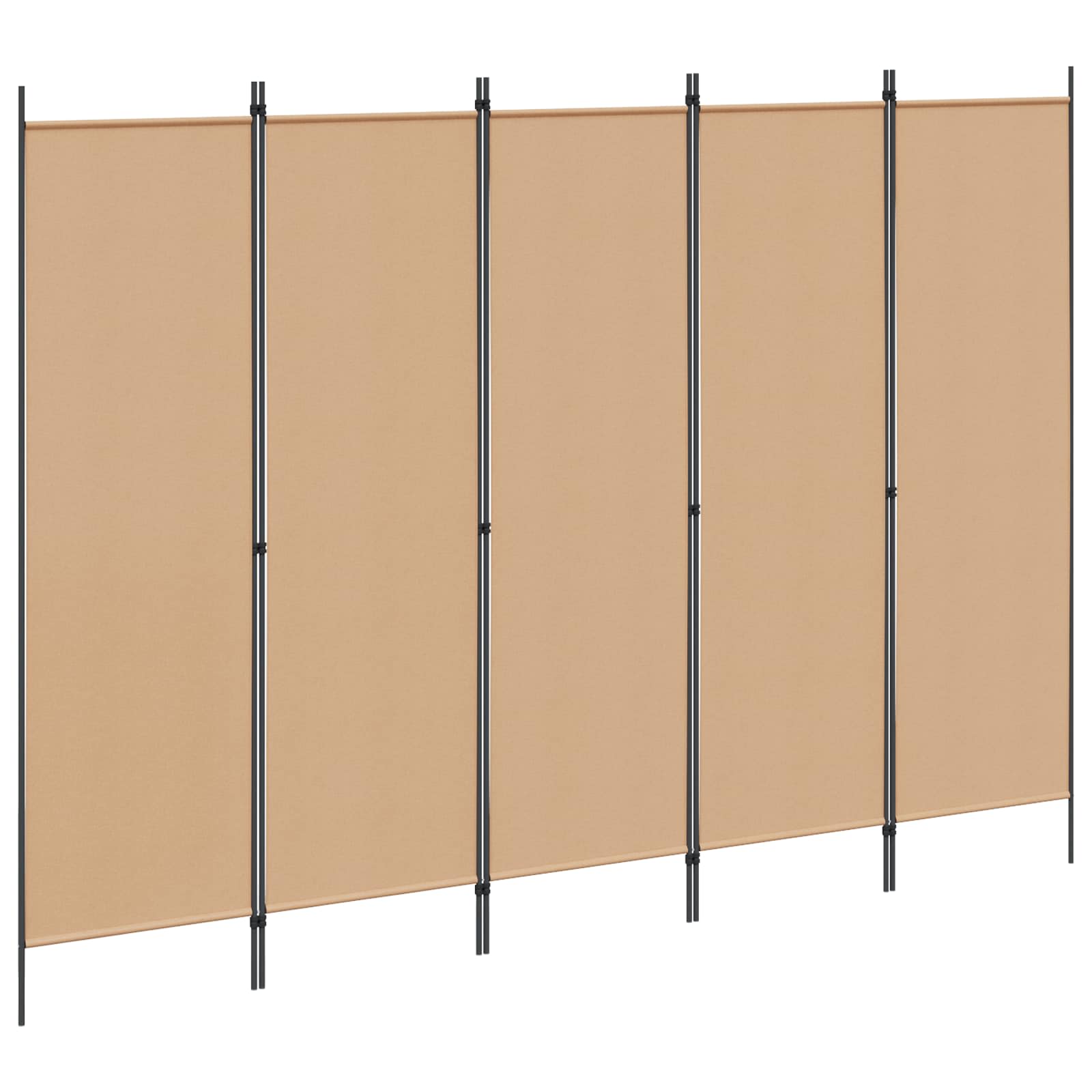 5-Panel Room Divider Beige 250 x 180 cm Stof