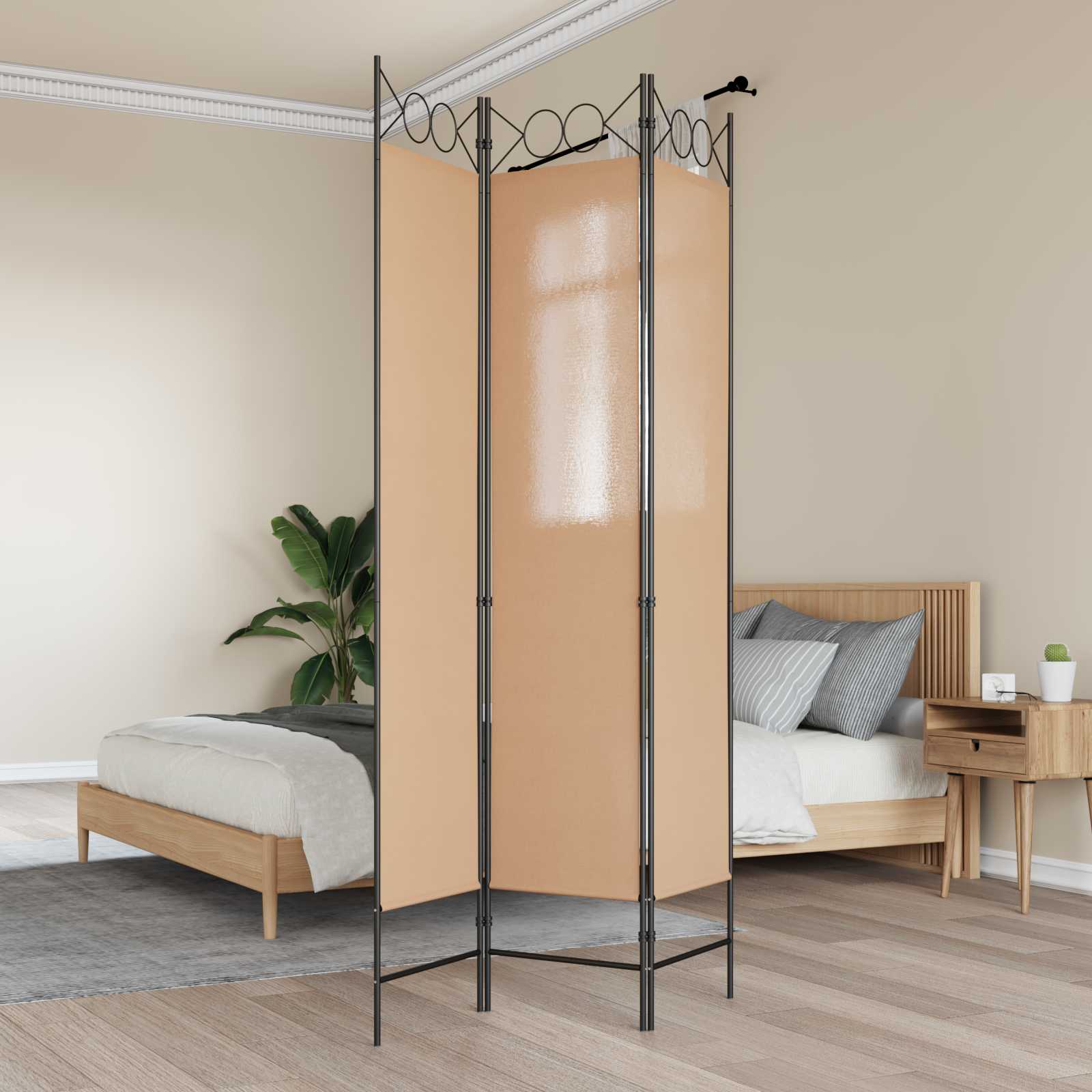 3-Panel Room Divider Beige 120 x 200 cm Stof
