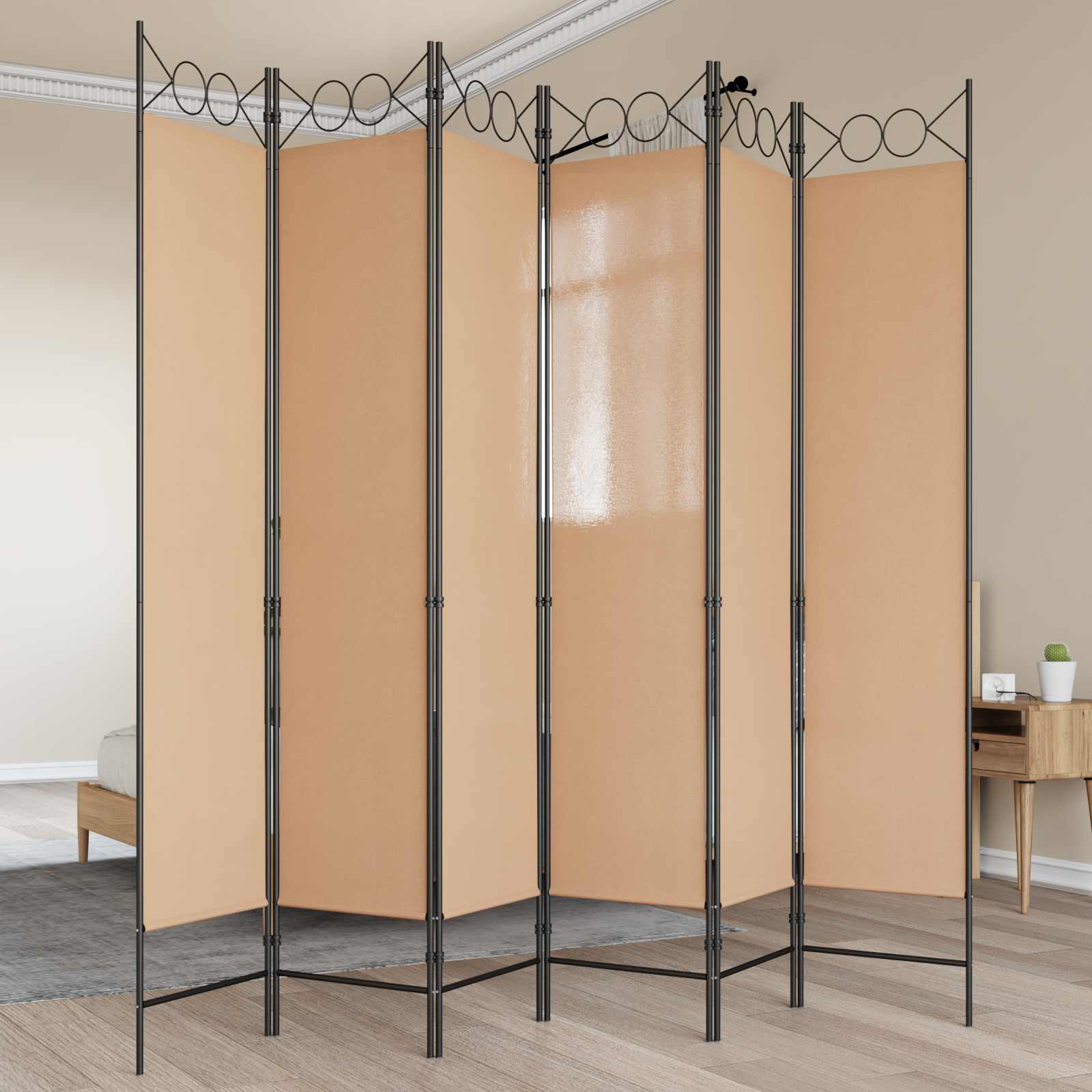 6-Panelen Kamerscherm Beige 240 x 200 cm Stof