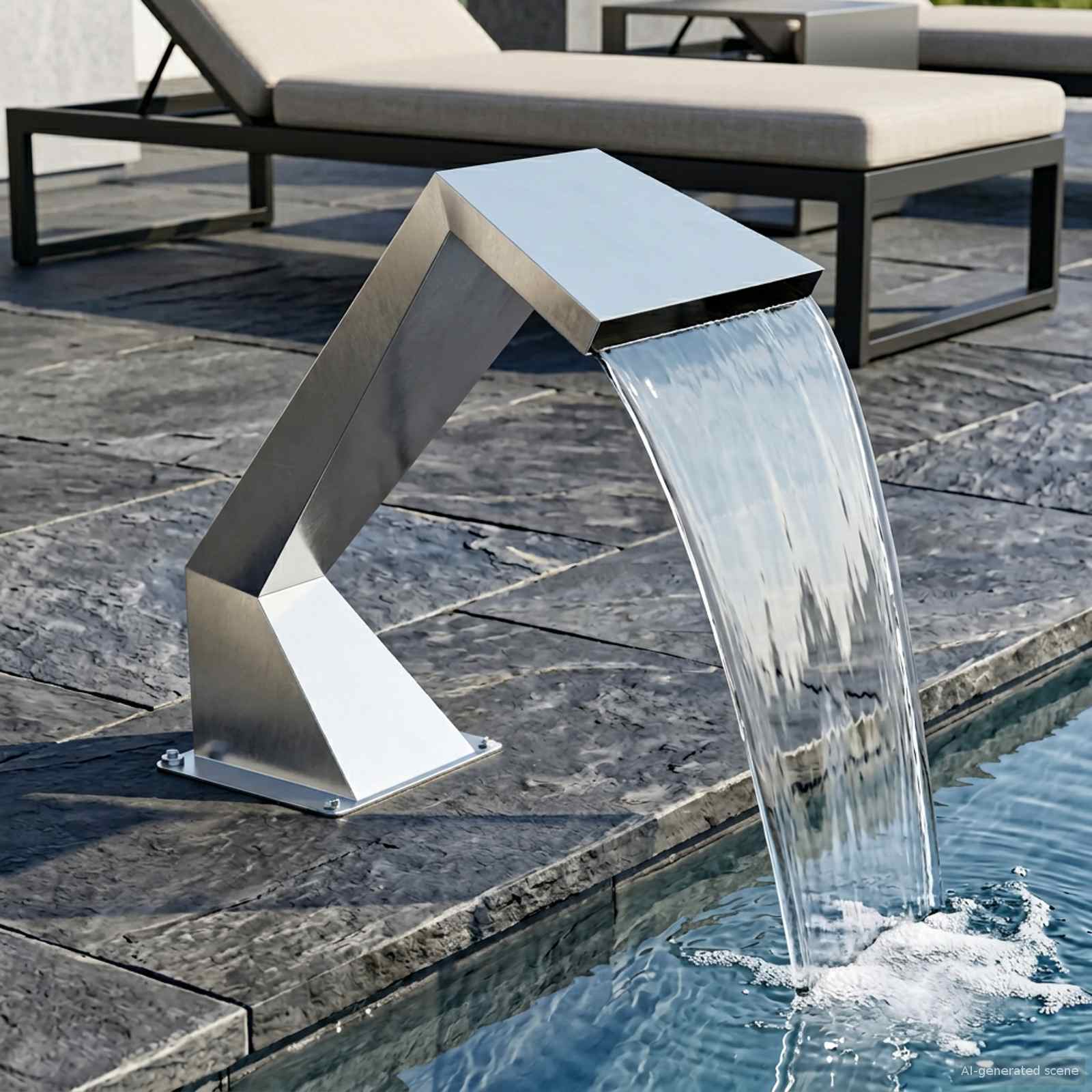 Zwembadwaterval met RGB-LEDs Roestvrij staal 63,5 x 29 x 51 cm – afbeelding 1
