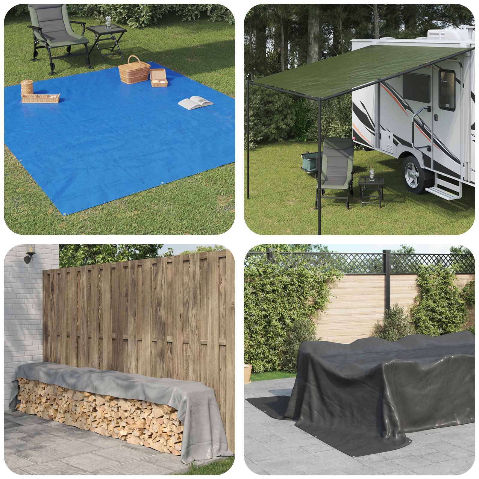 Zeil met Oogjes Lichtgrijs 4 x 5 m 180 gsm PE – afbeelding 1