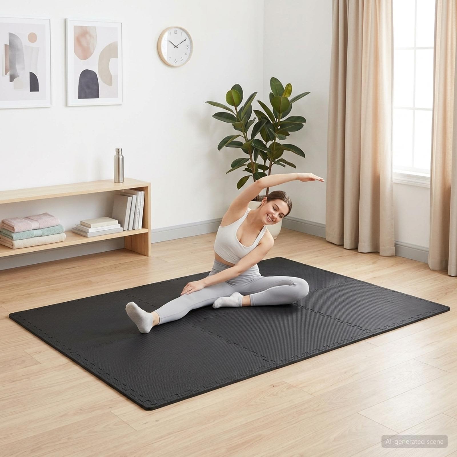 Vloermatten 12 pcs Zwart 4,32 m² EVA Schuim