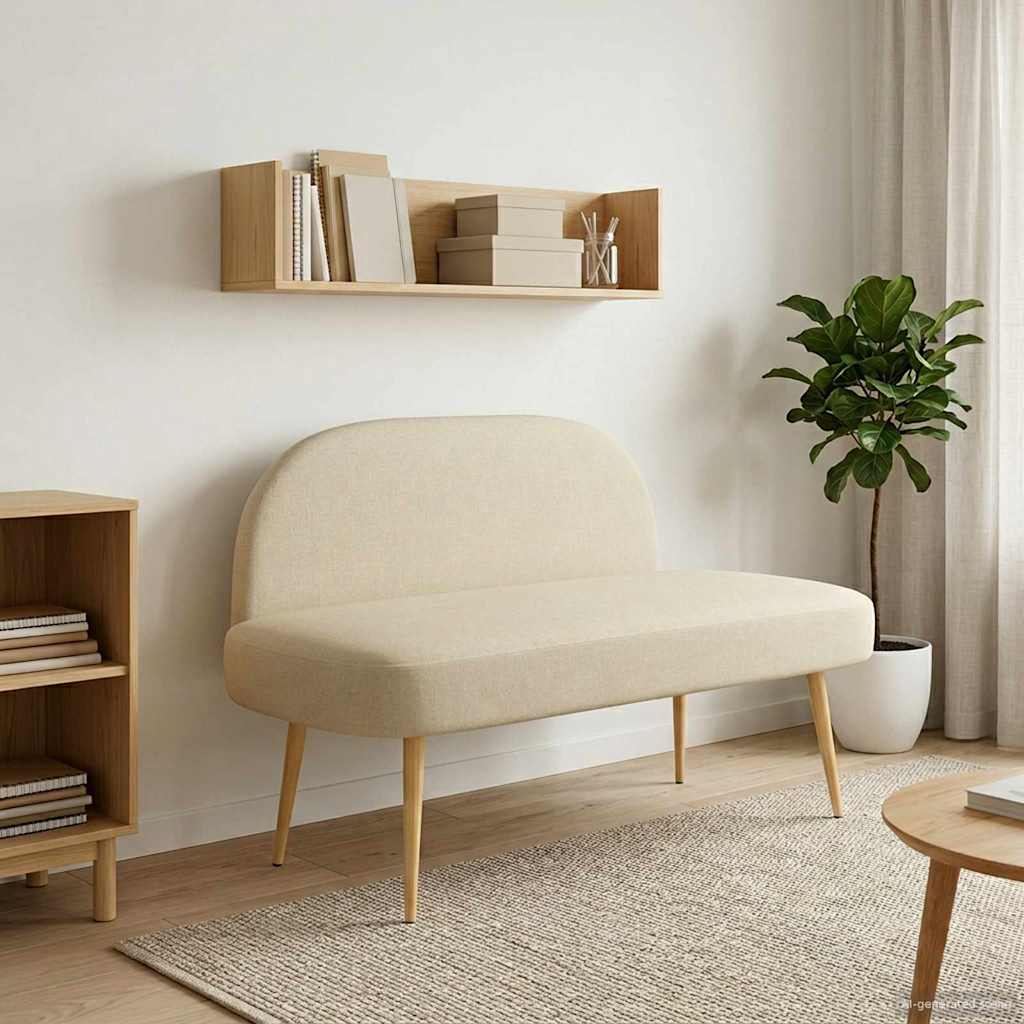 Beklede bank met rugleuning Crèmekleurig 110 x 60 x 76 cm