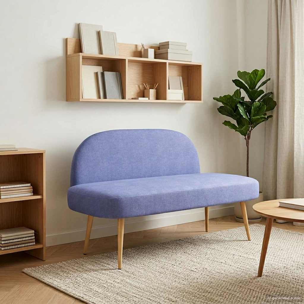 Beklede bank met rugleuning Jeans blauw 110 x 60 x 76 cm – afbeelding 1