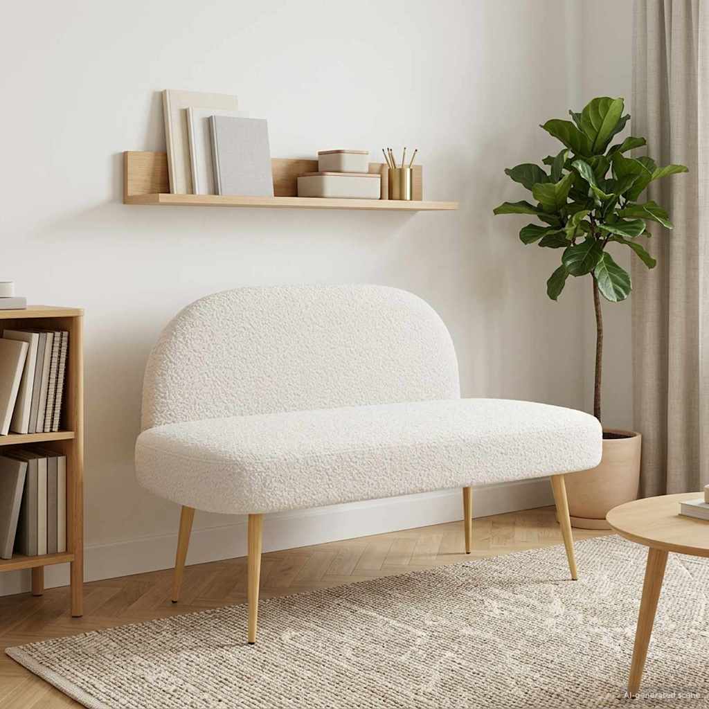 Beklede bank met rugleuning Crèmekleurig 110 x 60 x 76 cm – afbeelding 1