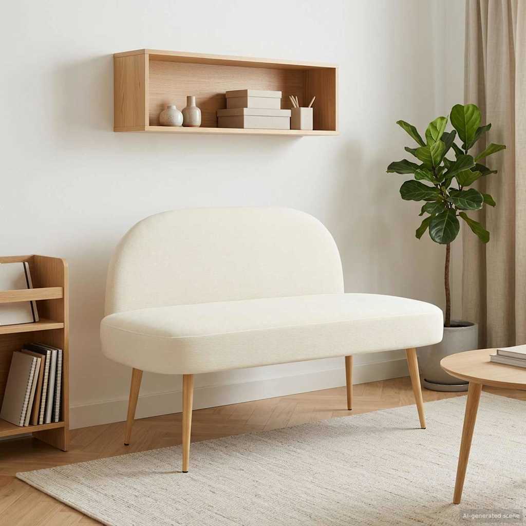 Beklede bank met rugleuning Crèmekleurig 110 x 60 x 76 cm – afbeelding 1