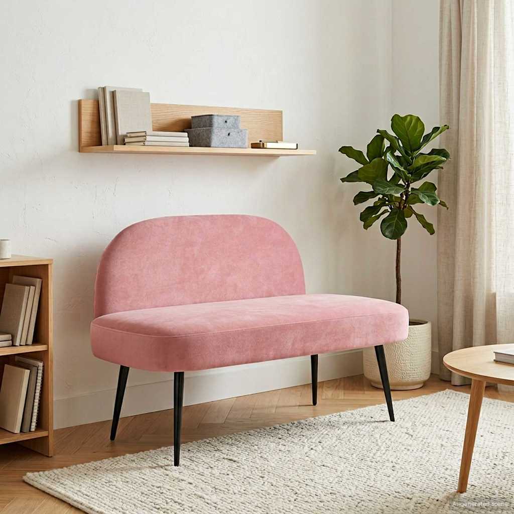 Beklede bank met rugleuning Roze 110 x 60 x 76 cm Fluweel – afbeelding 1