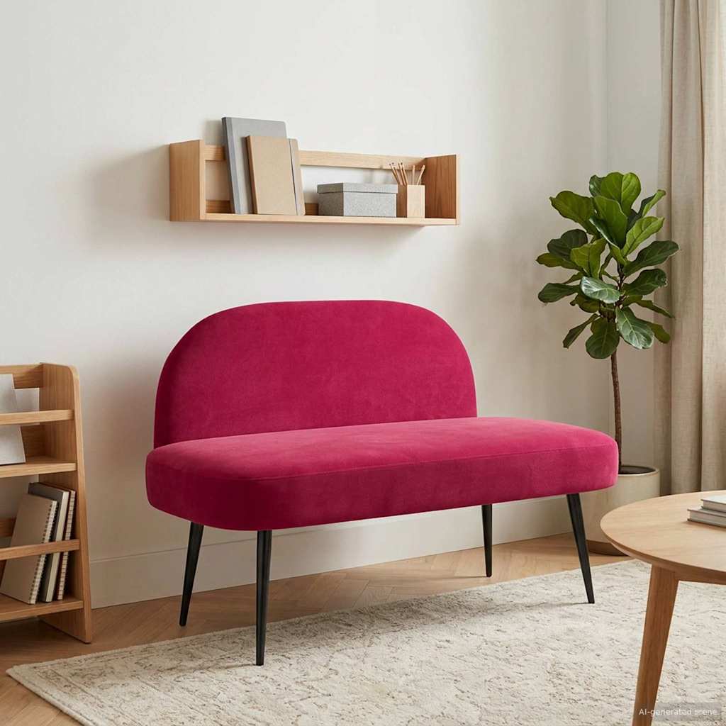 Beklede bank met rugleuning Wijnrood 110 x 60 x 76 cm Fluweel – afbeelding 1
