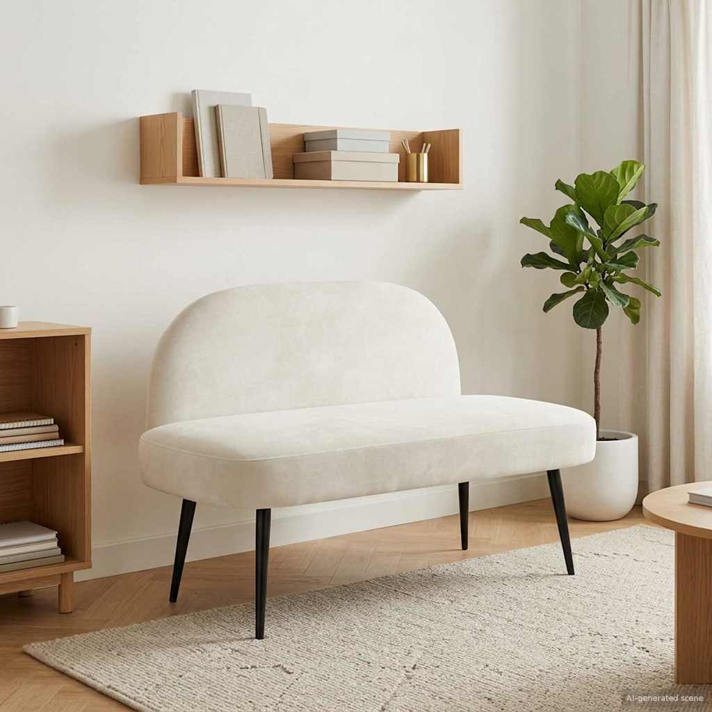 Beklede bank met rugleuning Crèmekleurig 110 x 60 x 76 cm – afbeelding 1