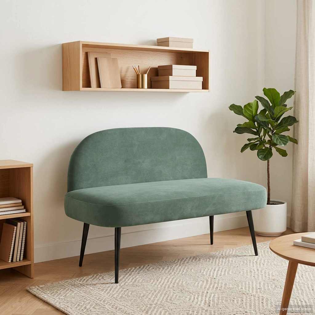 Beklede bank met rugleuning Zeegroen 110 x 60 x 76 cm Fluweel – afbeelding 1