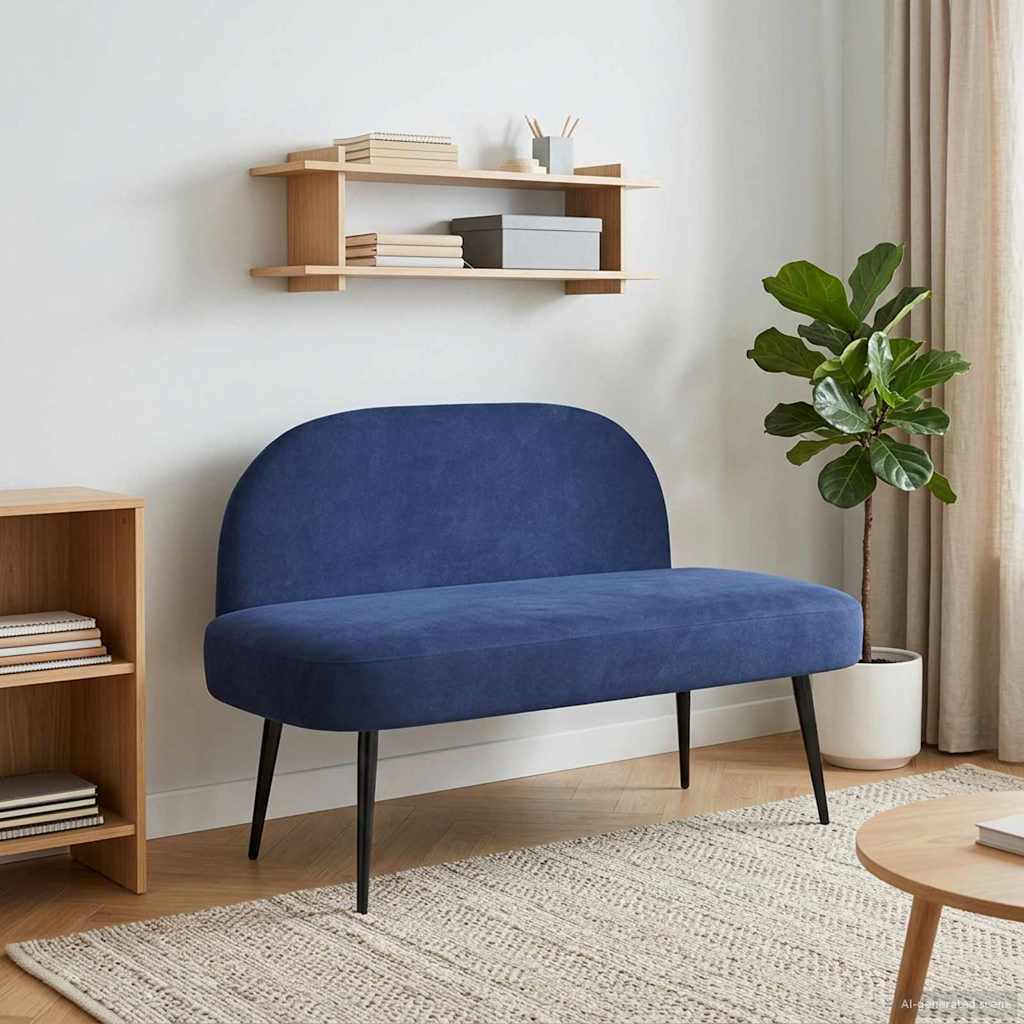 Beklede bank met rugleuning Politieblauw 110 x 60 x 76 cm – afbeelding 1