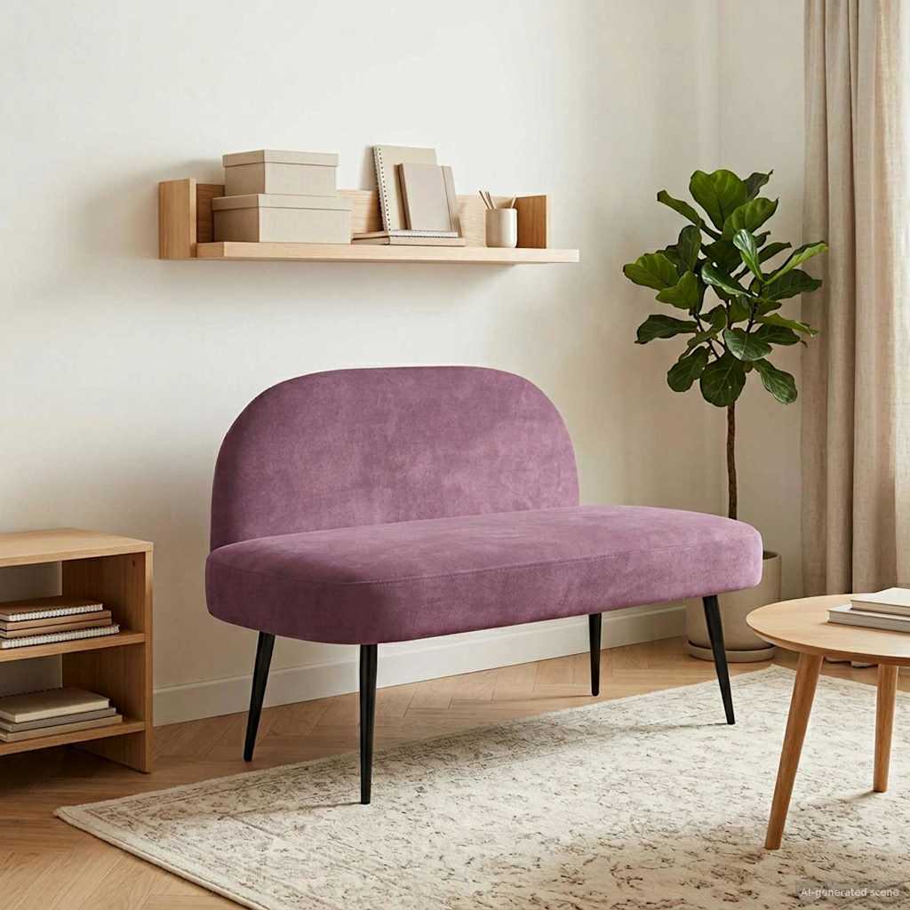 Beklede bank met rugleuning Paars 110 x 60 x 76 cm Fluweel – afbeelding 1
