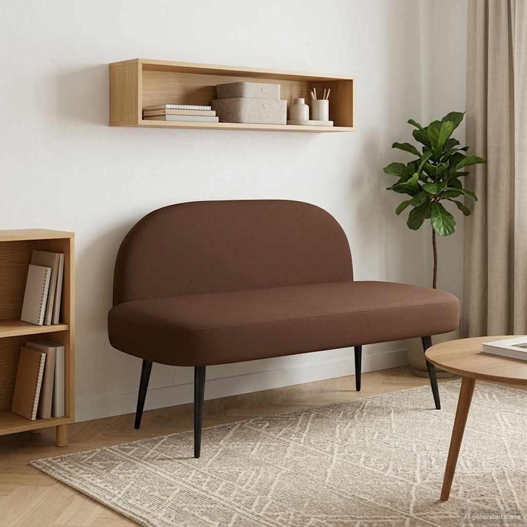 Beklede bank met rugleuning Bruin 110 x 60 x 76 cm Kunstleer – afbeelding 1