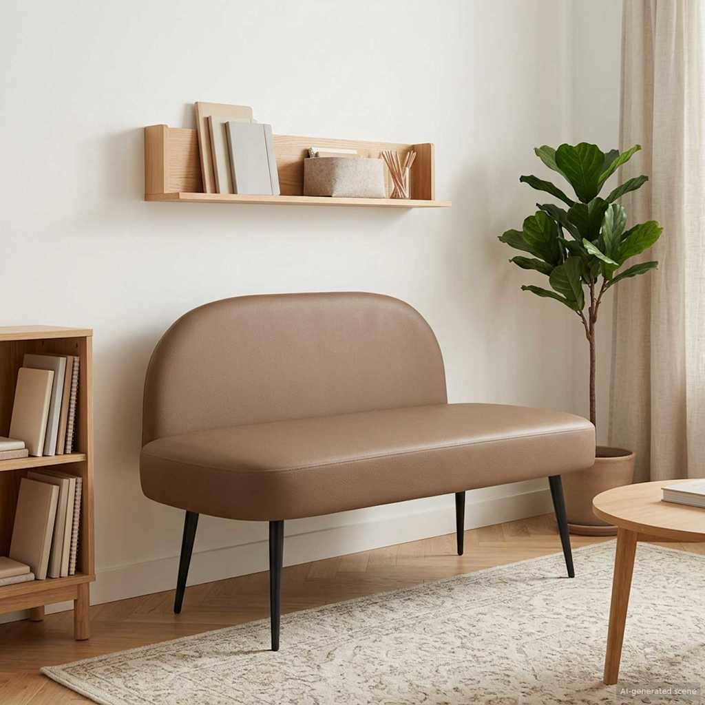 Beklede bank met rugleuning Cappuccino 110 x 60 x 76 cm – afbeelding 1