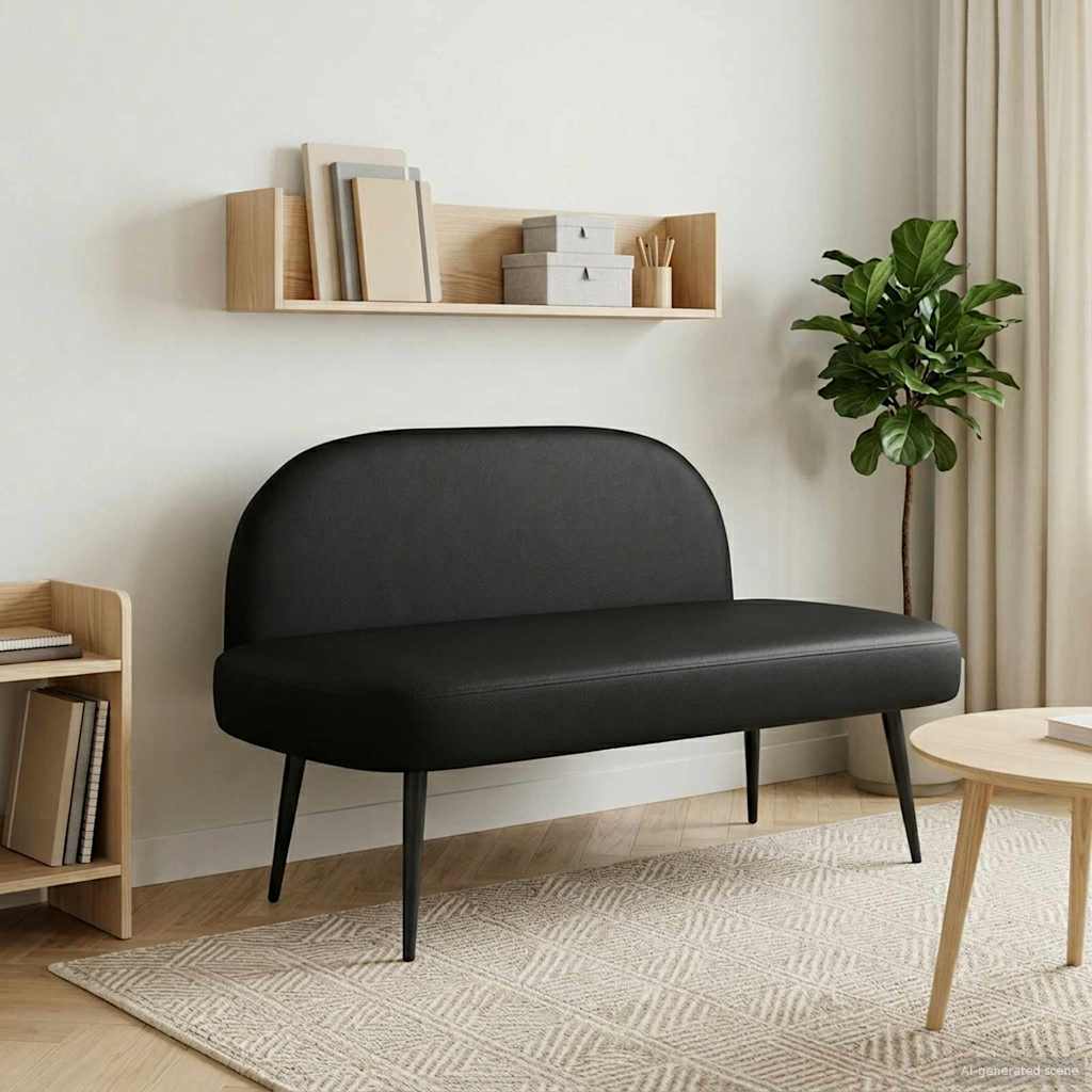 Beklede bank met rugleuning Zwart 110 x 60 x 76 cm Kunstleer – afbeelding 1
