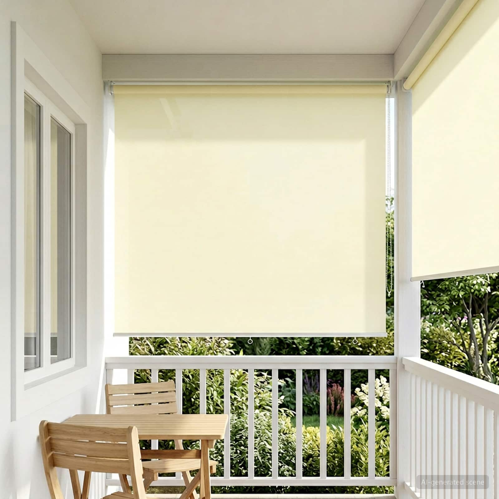 Buitenrolgordijn UV-bescherming Crèmekleurig Polyester