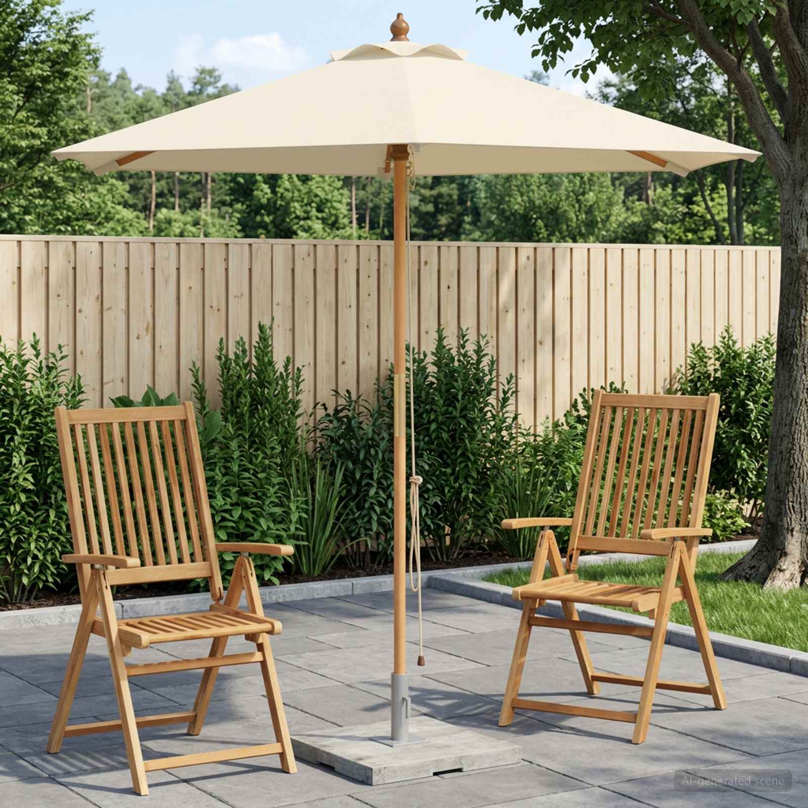 Tuinparasol Ø 210 x 237 cm massief eucalyptushout Crèmewit