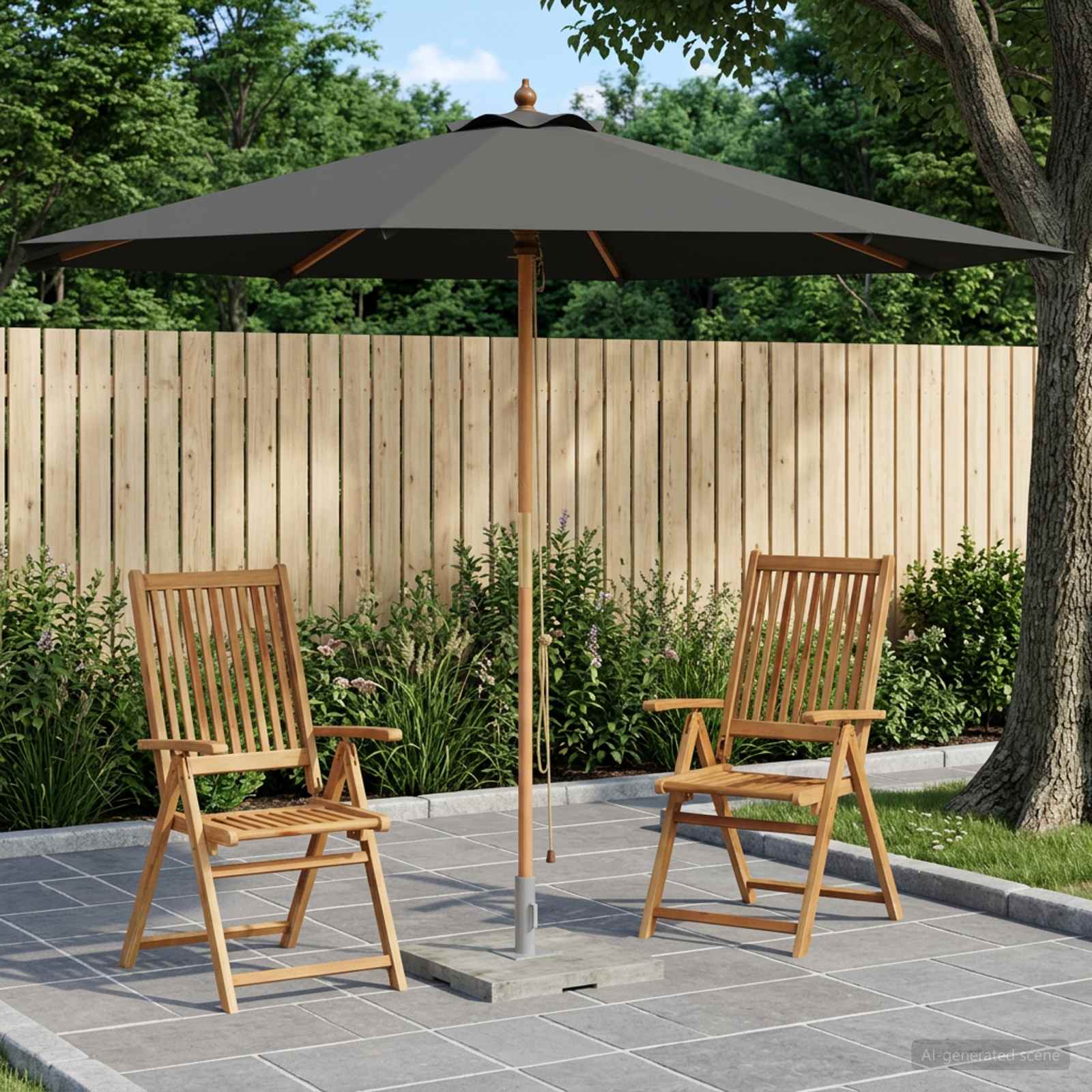 Tuinparasol Ø 300 x 248 cm massief eucalyptushout Antraciet