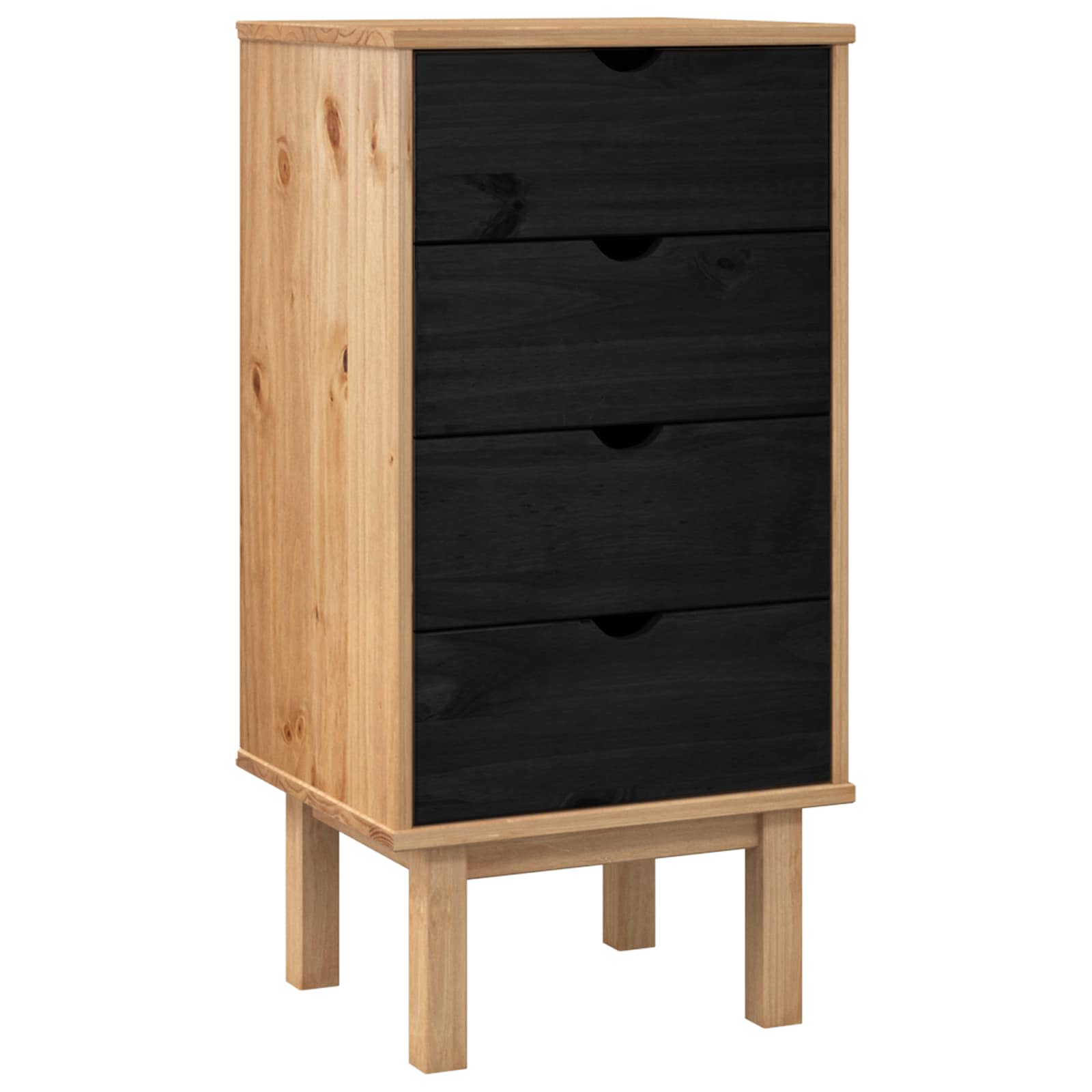 Ladekast met lade OTTA Zwart 45 x 39 x 90 cm Massief grenenhout – afbeelding 2