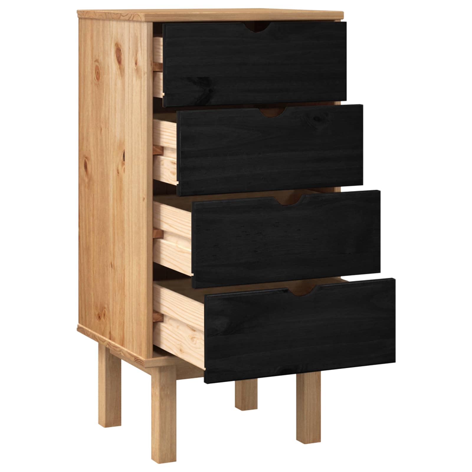 Ladekast met lade OTTA Zwart 45 x 39 x 90 cm Massief grenenhout – afbeelding 3