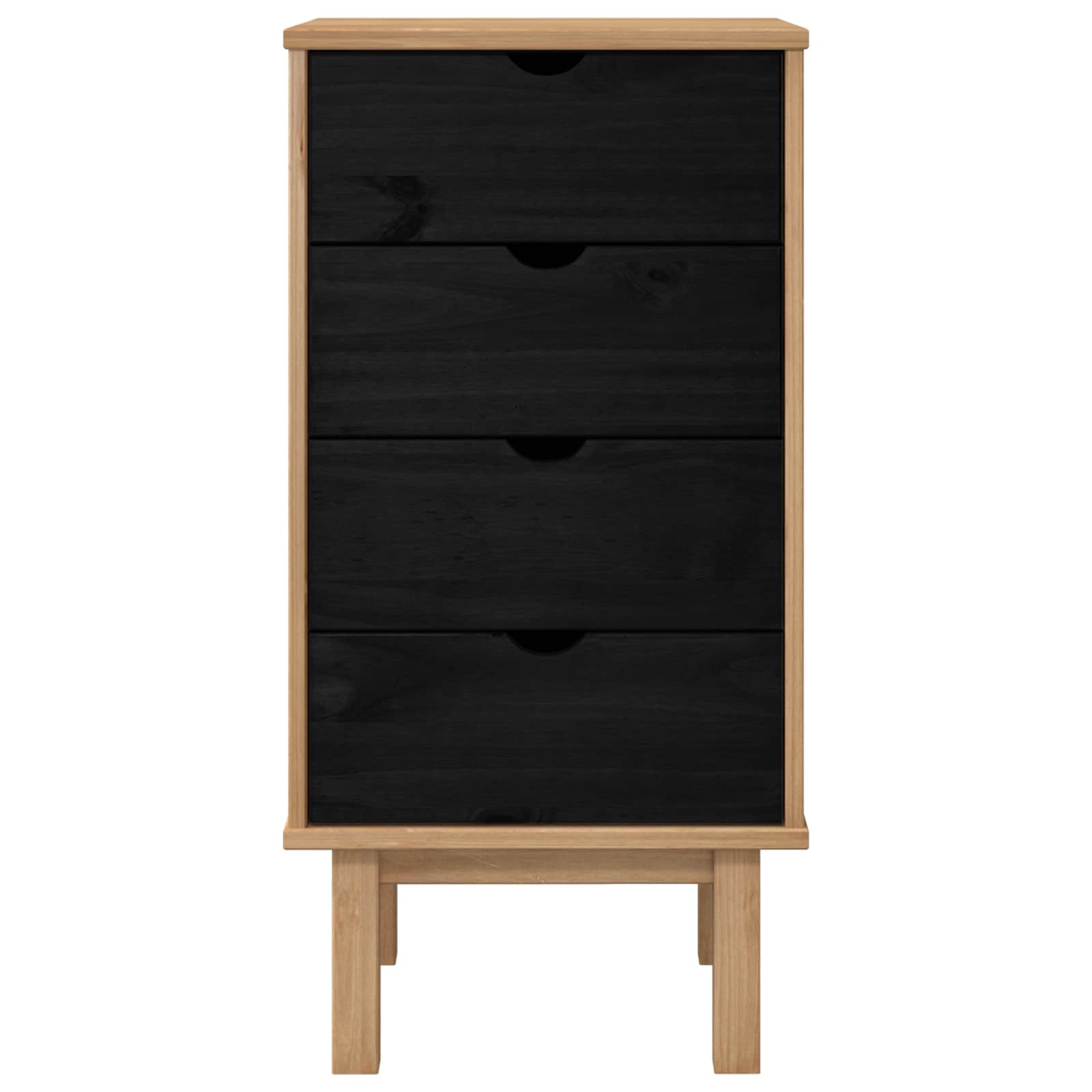 Ladekast met lade OTTA Zwart 45 x 39 x 90 cm Massief grenenhout – afbeelding 4